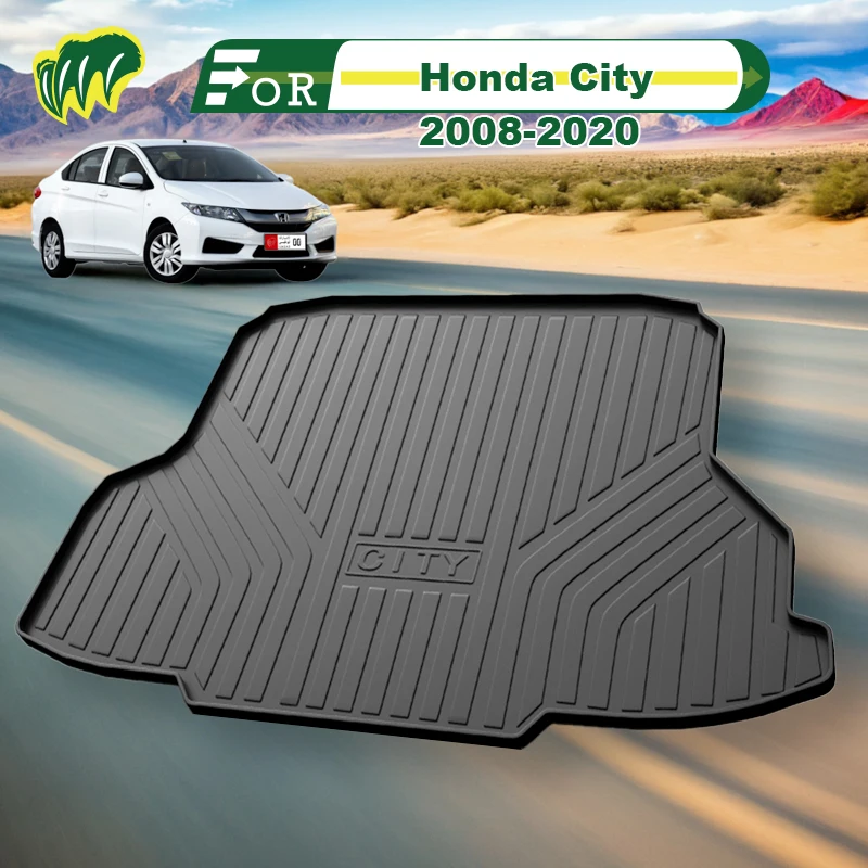 

For Honda City 18 19 2008-2020 TPE Custom Fit Car Trunk Mat All Season Black Cargo Mat 3D Shaped Laser Measured Trunk Liners