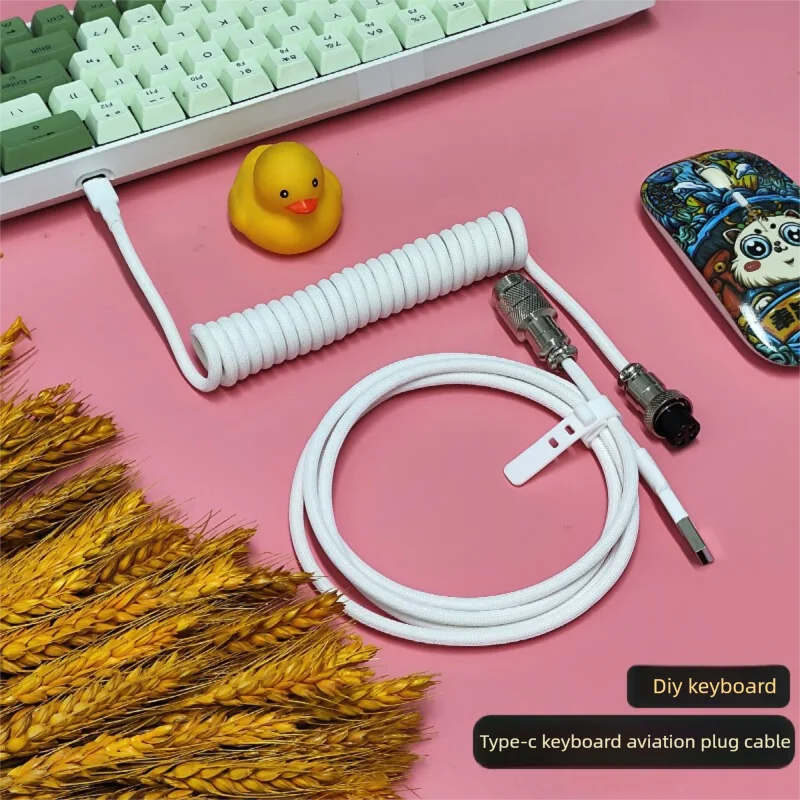 Mechanical Keyboard Coiled Cable, Type-C USB Port, Aviator Coiling Cable for Gaming and Desktop Computers