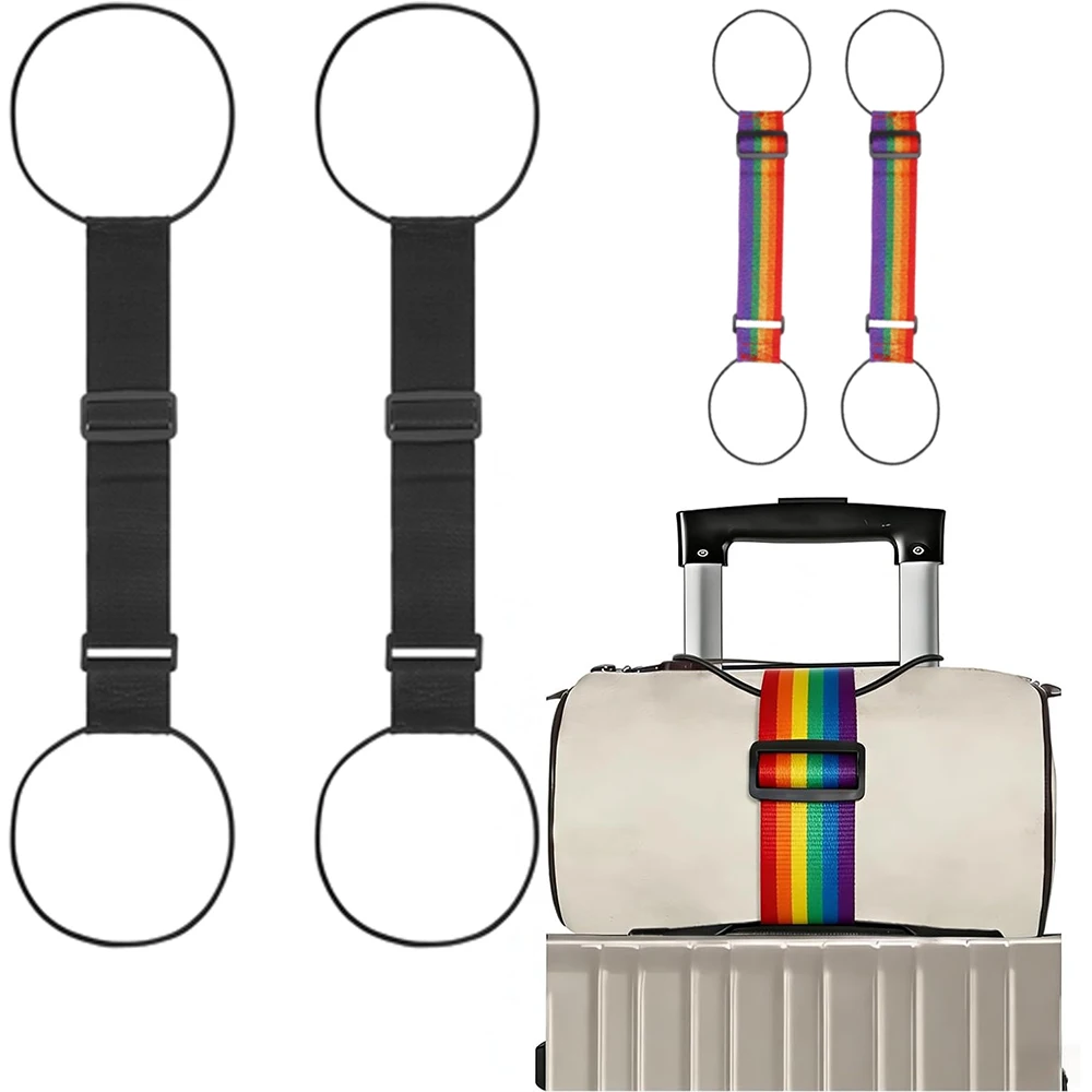 2pcs Versatile Nylon Luggage Elastic Strap Reusable Adjustable Luggage Connector Straps Travel Suitcase Fixed Strap Accessorises
