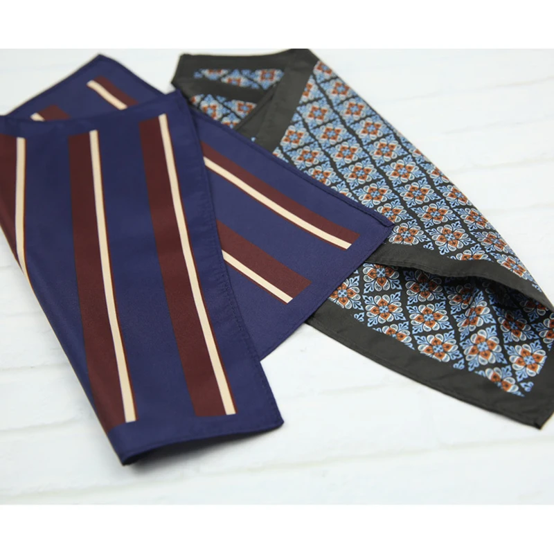 2026 New Soft Pocket Square Simulated Silk Paisley Striped Printed Handkerchief Wedding Party Suit Accessories Preppy Chic Hanky