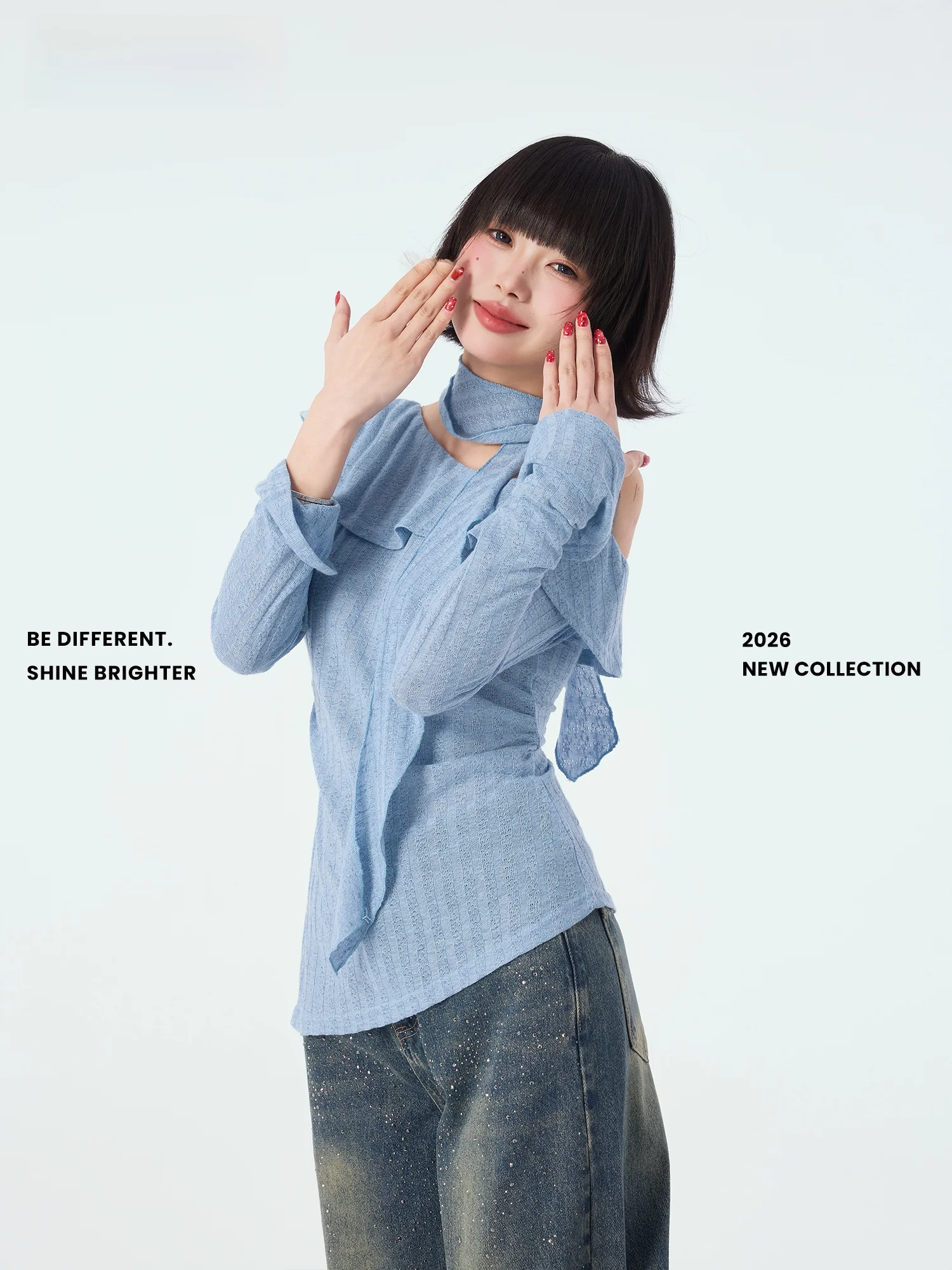 

Новая женская блузка Didimax Spring с открытыми плечами, оборками и расклешенными рукавами, из полиэстера