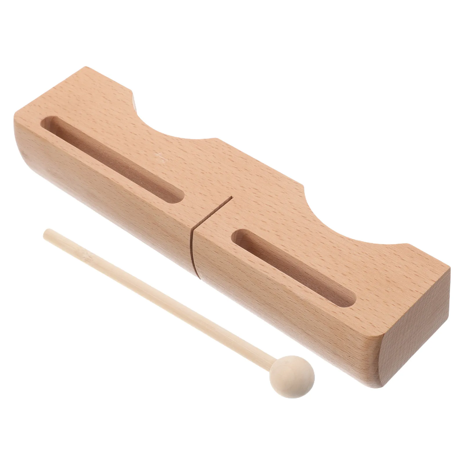 Wooden Percussion Block Dual Bass Tones Light Yellow Beech Wood Handheld Traditional Opera Rhythm Instrument Professional Music