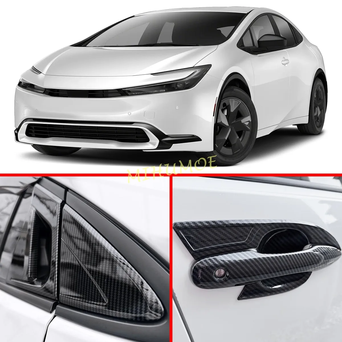 

Front And Rear Door Handle Covers Sticker For 2023-2025 Toyota Prius / Prius Prime Carbon Fiber 10Pcs Car Styling Accessories