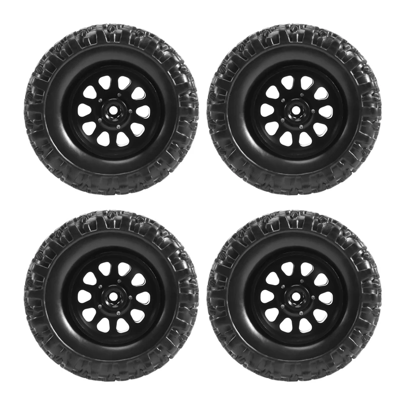 4Pcs Metal Beadlock Wheel Hub Rim And Rubber Tire Set For WPL C14 C24 B14 B24 B36 MN D90 MN99S RC Car Upgrade Parts