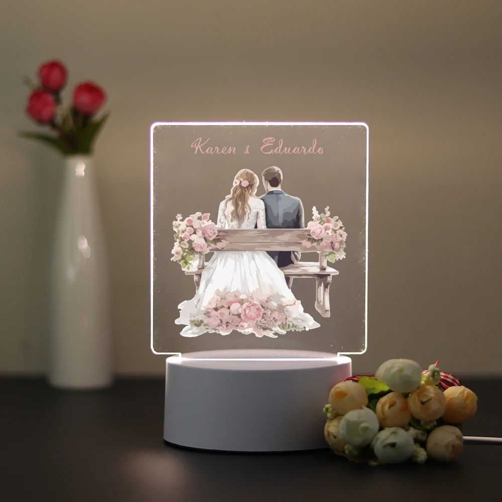 

1 pc nice couple or mother emotion UV Print Customized Name Led Night Light 3d Illusion Night Lamp Living Room Bedroom