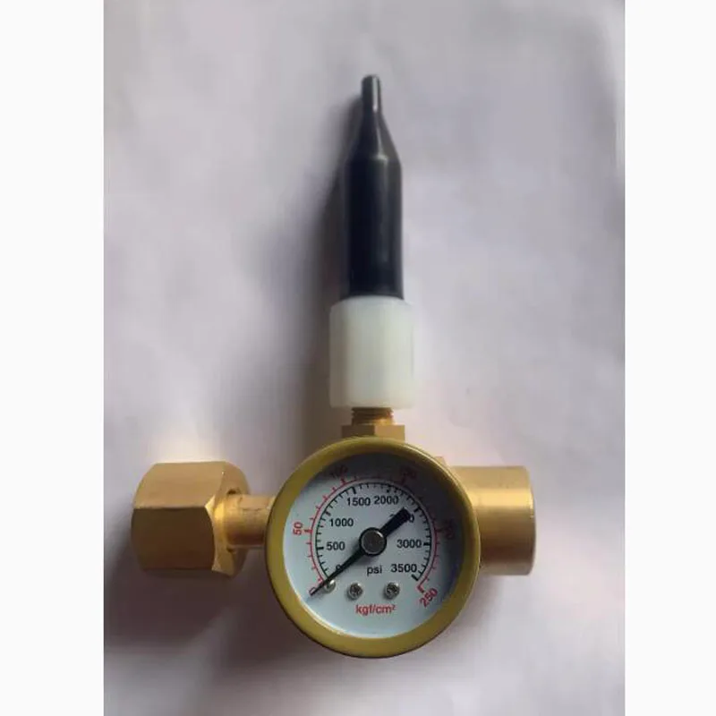 Válvula reductora de presión de globo de helio totalmente de latón, manómetro de inflado 0-3500PSI 0-250KGF/CM2, reductor de presión de helio