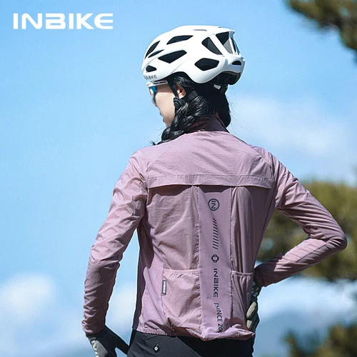 INBIKE Cortavientos de manga larga para mujer, ropa de ciclismo para montar, chaquetas de bicicleta de carretera a prueba de viento, ligeras con bolsillos