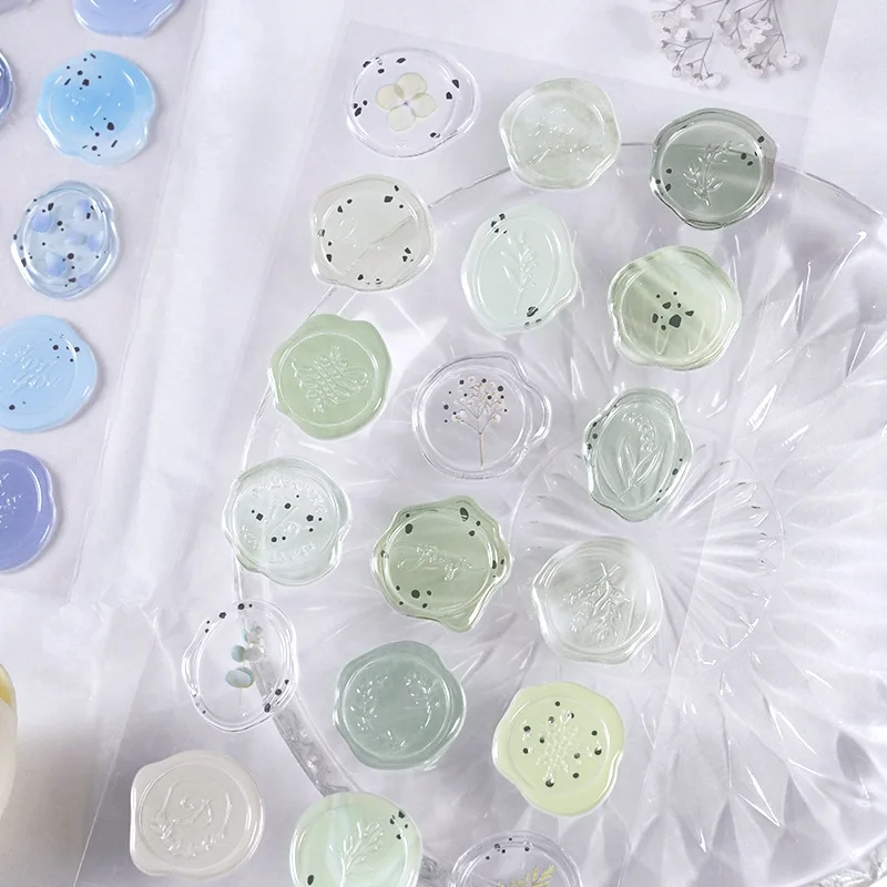 Fire Paint Seal Sticker Vintage Translucent Seal Printing Sticker Small Floral Decal  Stickers Kawaii  Stationary