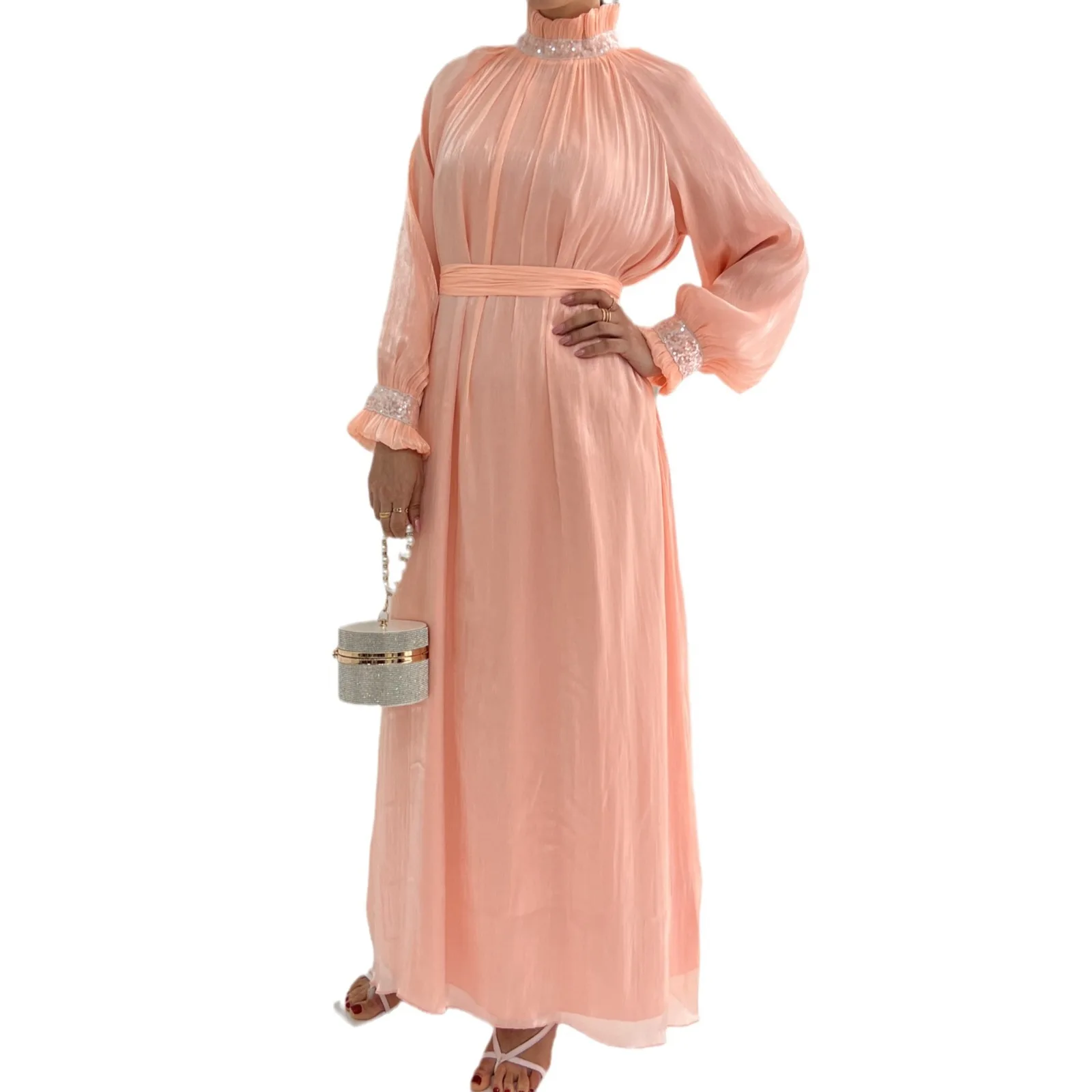 

Оптовая продажа, Дубай, Абая, роскошное атласное скромное мусульманское платье, женское Ид, элегантное, на заказ, скромные, с блестками, блестящие, блестящие абайи