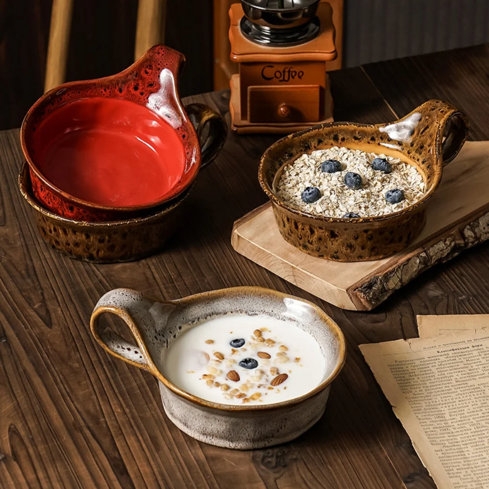 Bohemia Large Capacity 500ML Ceramic Coffee Mug with Handle Japan Style Oat Cup Breakfast Milk Drinkware