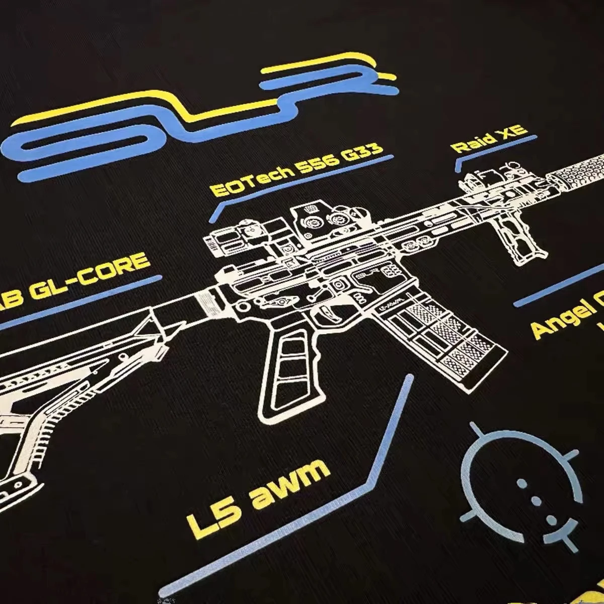 SLR Rifleworks AR15 Gun Structure Graphic T‑Shirt Marked Rifle Accessory Diagram Work Never Stops Tactical Print Unisex