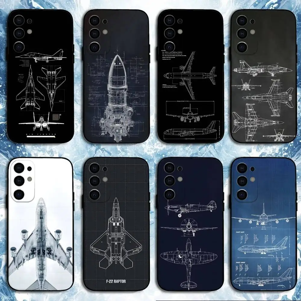 

Aircraft Helicopter Airplane Phone Case For Samsung S25,S24,S23,S22,S21,S20,Plus,Fe,Lite,Others Black Cover