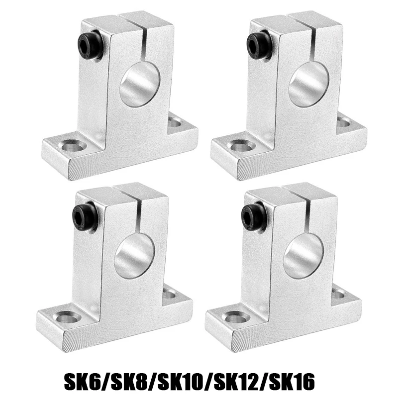 4Pcs SK6 SK8 SK10 SK12 SK16 8mm Linear Bearing Rail Shaft Support CNC Router 3D Printer XYZ Table Motion Rail Clamping Bracket