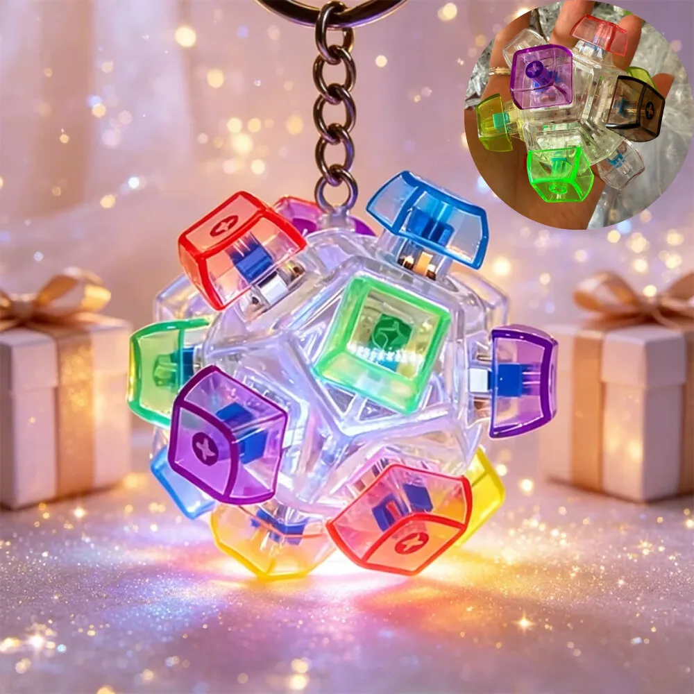 Chaveiro LED Iluminado com Botão de Teclado Clicável, Brinquedo Fidget para Alívio de Estresse e Ansiedade, Acessório Portátil para Mesa, Presente Decorativo