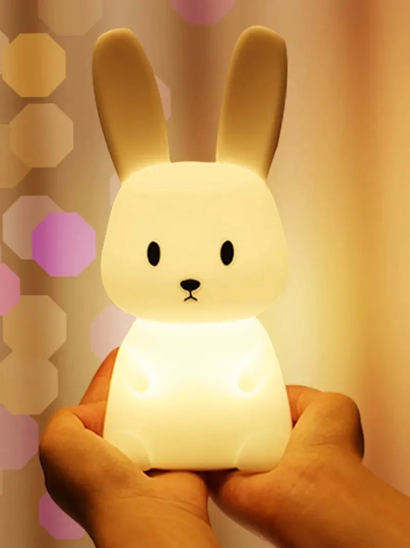 LED Night Light USB Silicone Rabbit Night Lights Cartoon Cute Bunny Lamp For Nursery Girls Boys Toddler Kawaii Room Decor