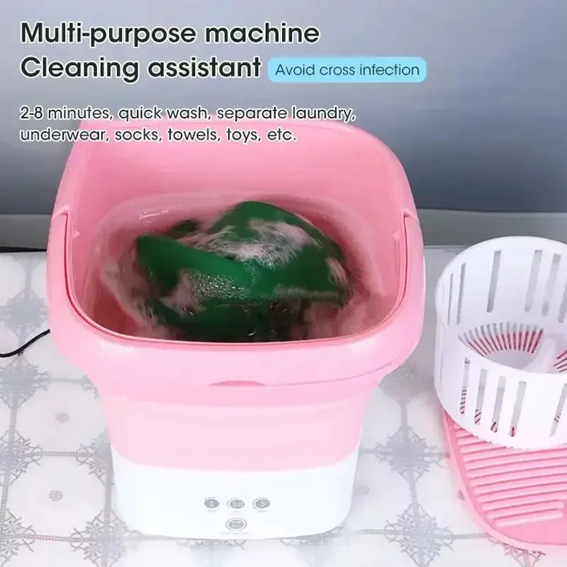 

Folding Washing Machine Clothes With Dryer Bucket Washing Socks Underwear Mini Washing Machine With Drying Centrifuge