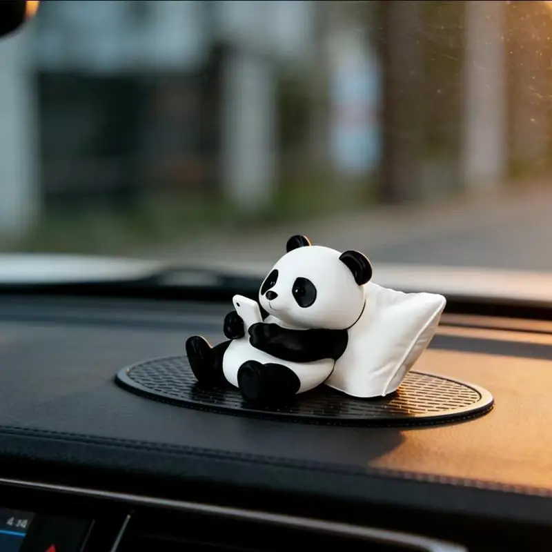 Cute Panda Sculpture Ornament Creative Collectible Figurine 1Pcs Adorable Decor for Office Desk Home Living Room