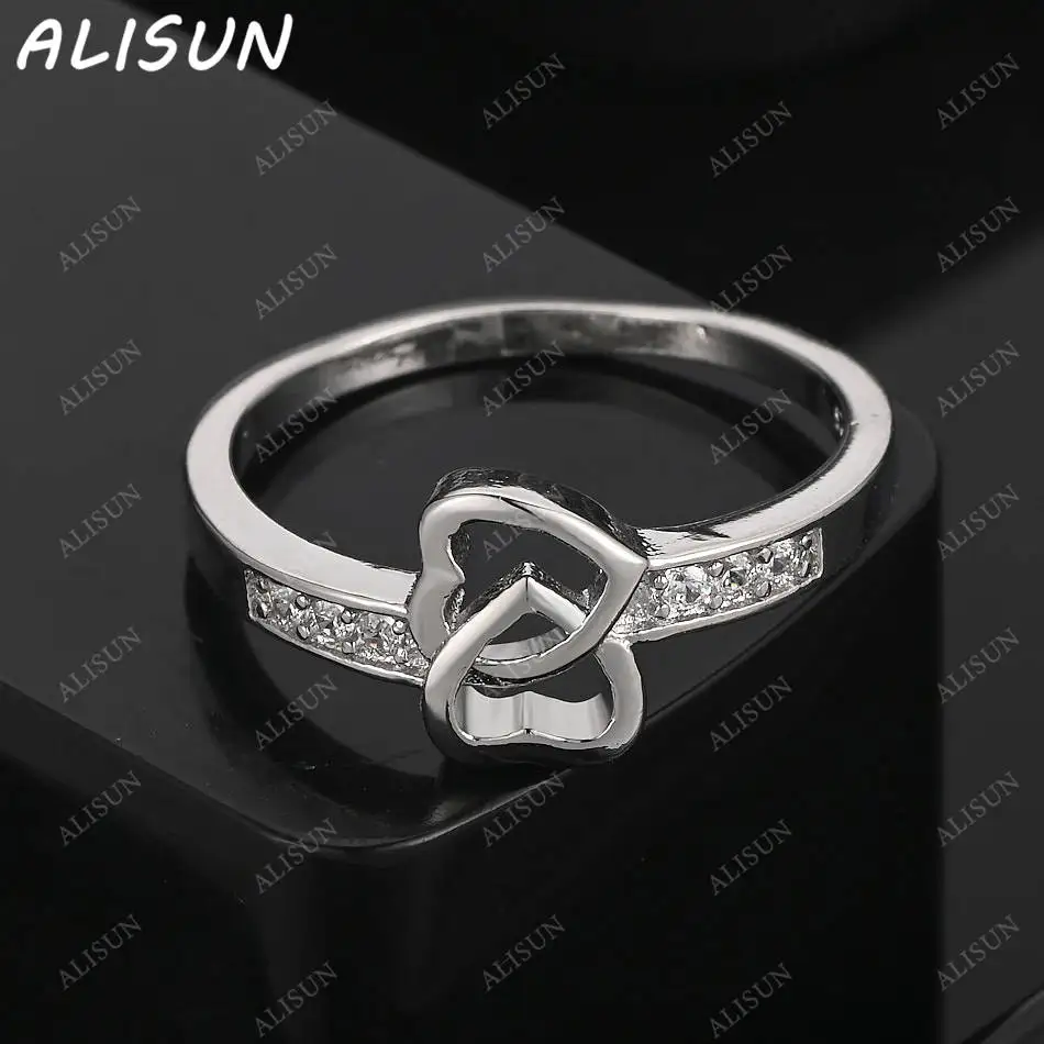 

ALISUN 925 Sterling Silver Zircons Hearts Ring For Women Men Fashion Jewelry Charm Grace Noble Wedding Accessories
