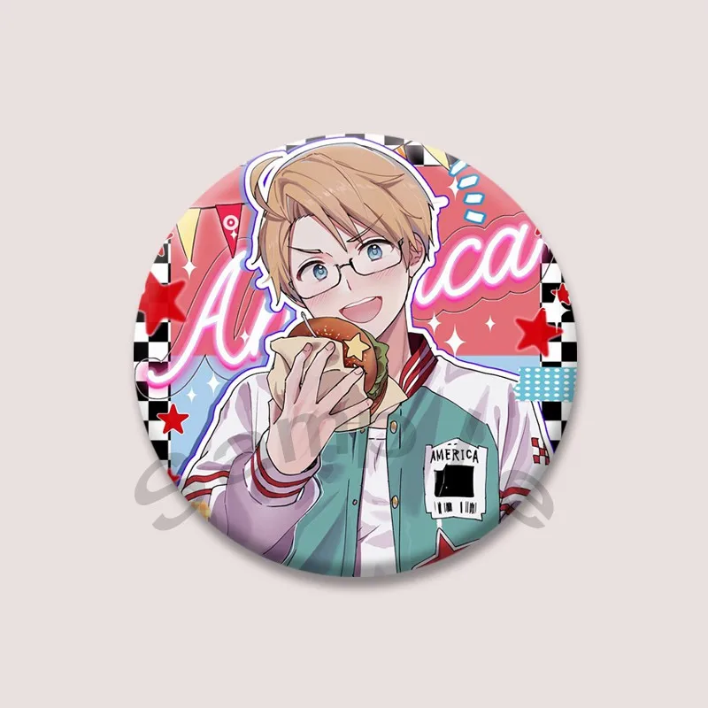 Anime Hetalia World Stars Brooch on Backpack Hat Decor Cartoon Figure Enamel Pins Cosplay Props Badge Jewelry Gift for Friends