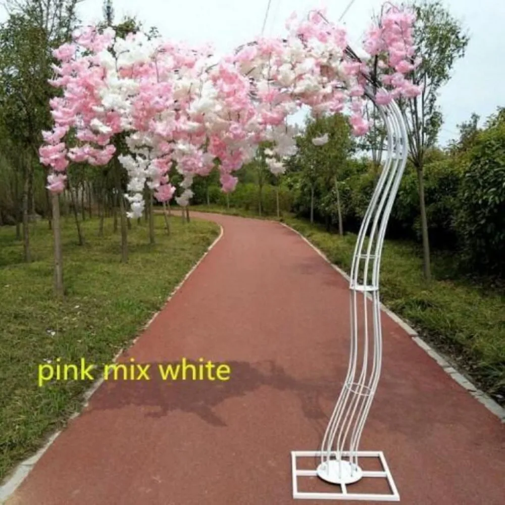 

2.6M Height white Artificial Cherry Blossom Tree road lead Simulation Cherry Flower with Iron Arch Frame For Wedding party Props