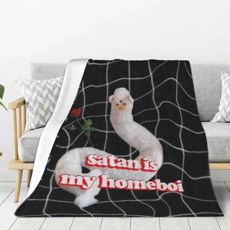 Custom Long Furbys Satan Blanket 3D Print Soft Flannel Fleece Warm Throw Blankets for Home Bed Couch Bedspreads