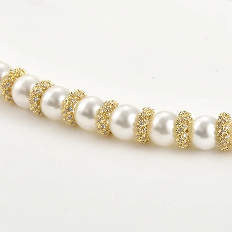 14k Real Gold Color Full Diamond Twist Twist Drill Ring Bead Spacer Ring DIY Handmade Bracelet Necklace Beaded Accessories