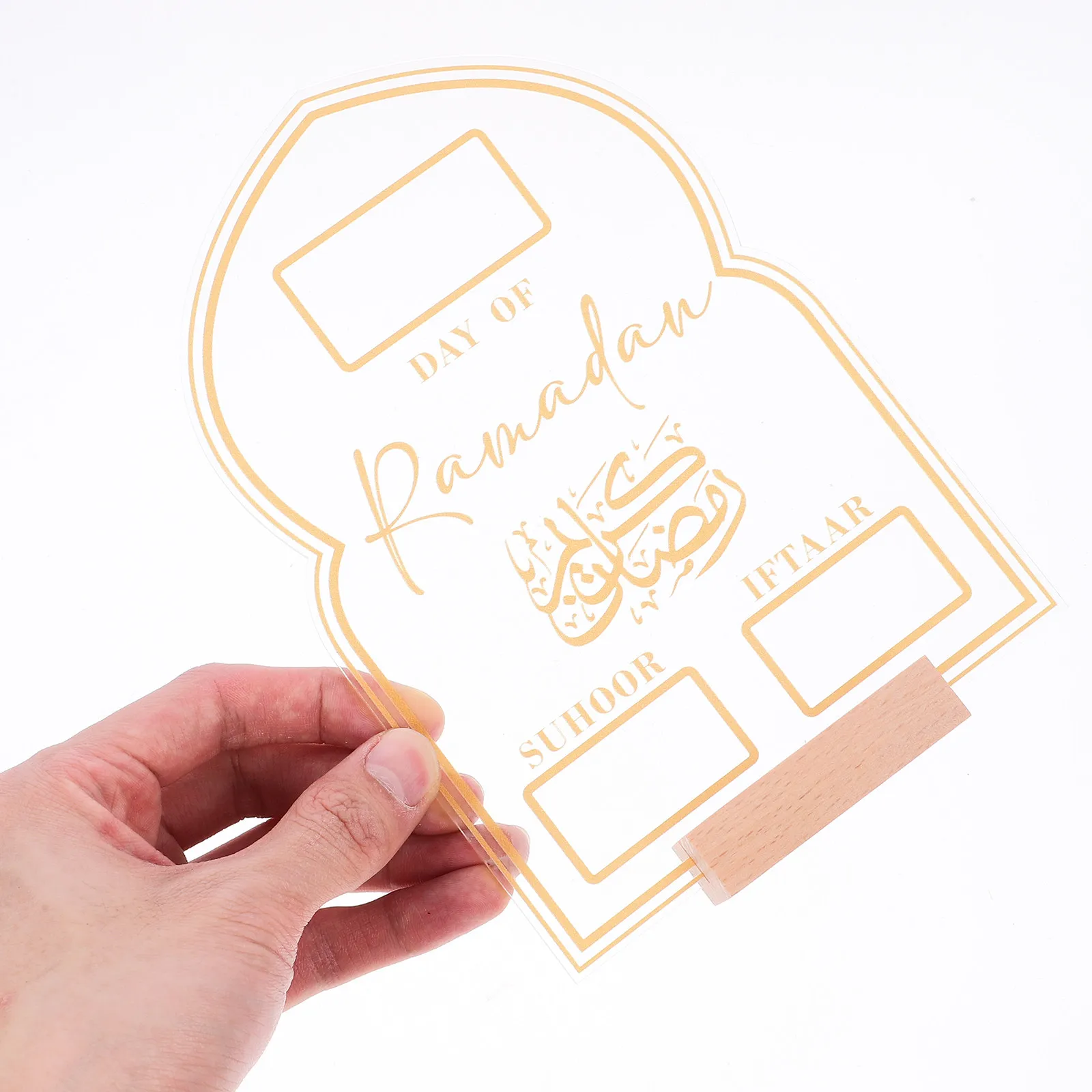 

Набор из 1 прозрачного акрилового мини-календаря с ручной надписью, вечный настольный декор, планировщик дат и месяцев для Рамадана и Ид Мубарак