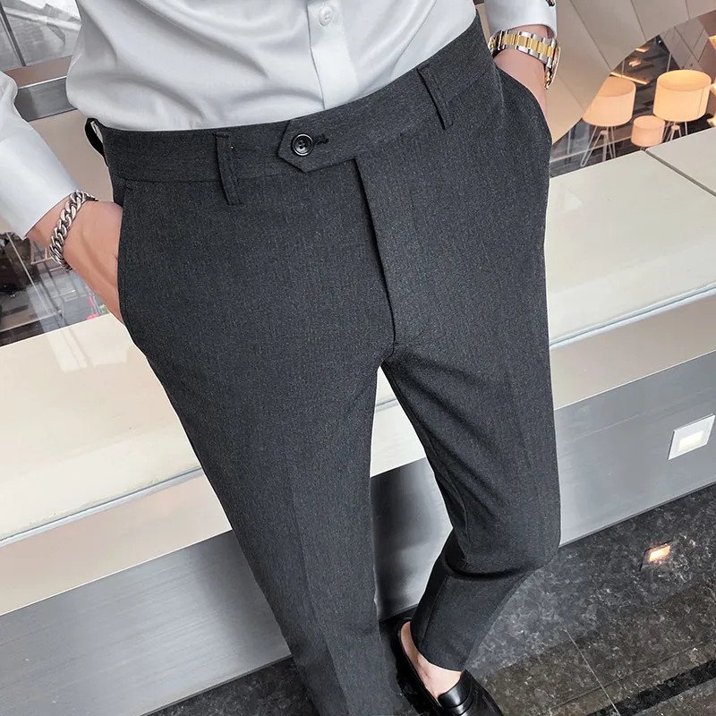 40 42 Summer Ankle Length Business Dress Pants Men Casual Office Social Suit Pant Wedding Party Streetwear Trousers Men Clothing