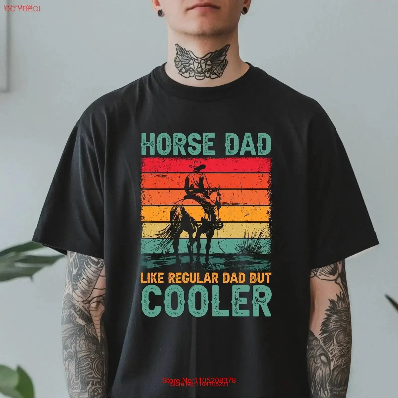 Horse Dad Like A Regular But Cooler T Shirt Father's Day Father For Funny s vintage Washed Stretched Top For Everyday Wear