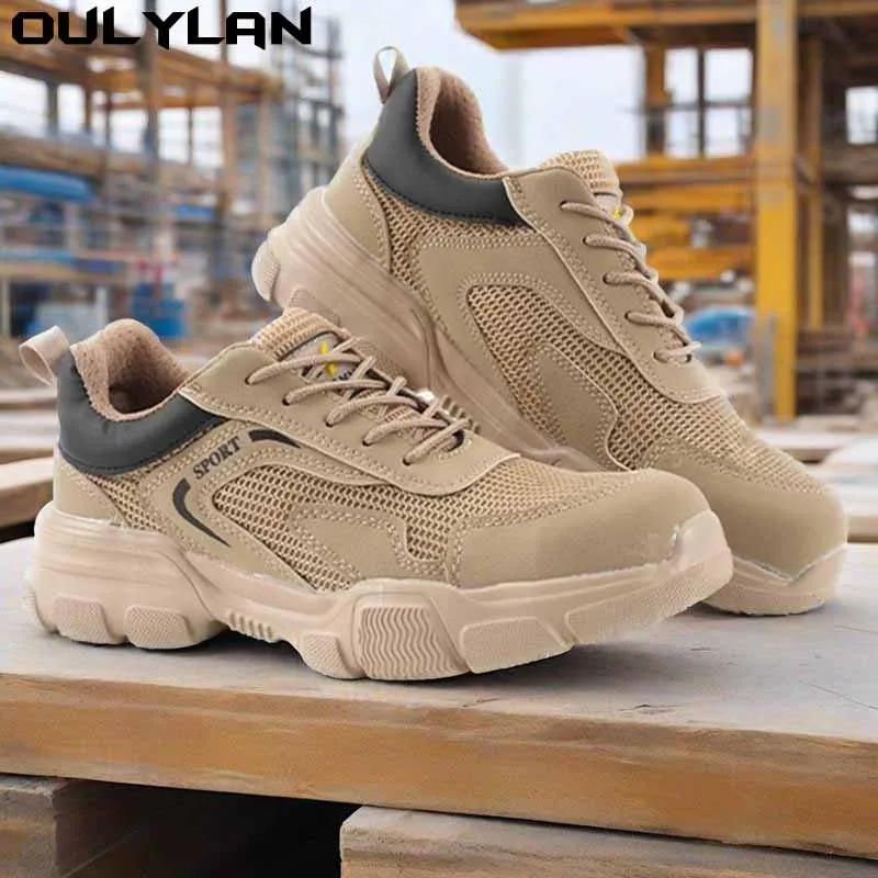 

Oulylan Breathable Construction Boots Lightweight & Durable Men's New Safety Work Shoes Steel Toe Anti-Smash Anti-Puncture