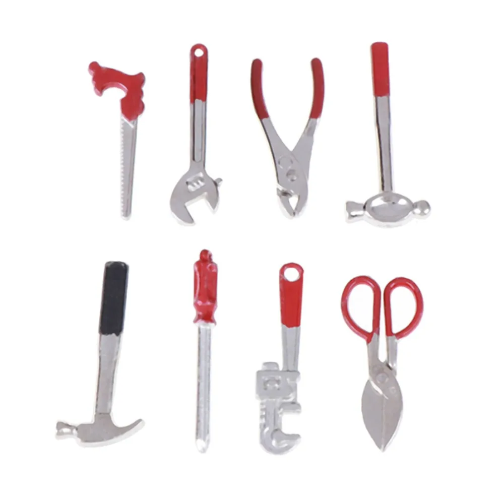 1:12 Scale Dollhouse Toolbox Hammer Wrench Screwdriver Mini Repair Tools Simulation Model Dolls Accessories Miniature Toolbox