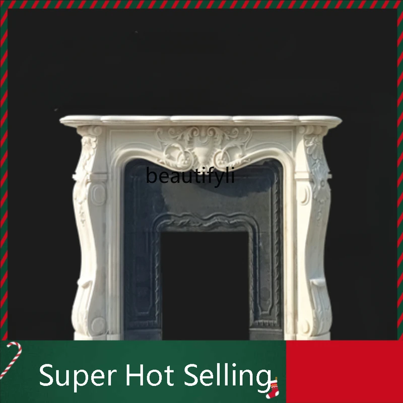 

D071 French Stone Fireplace Marble Fireplace American and European Style Curio Cabinet Stone Carving Fireplace