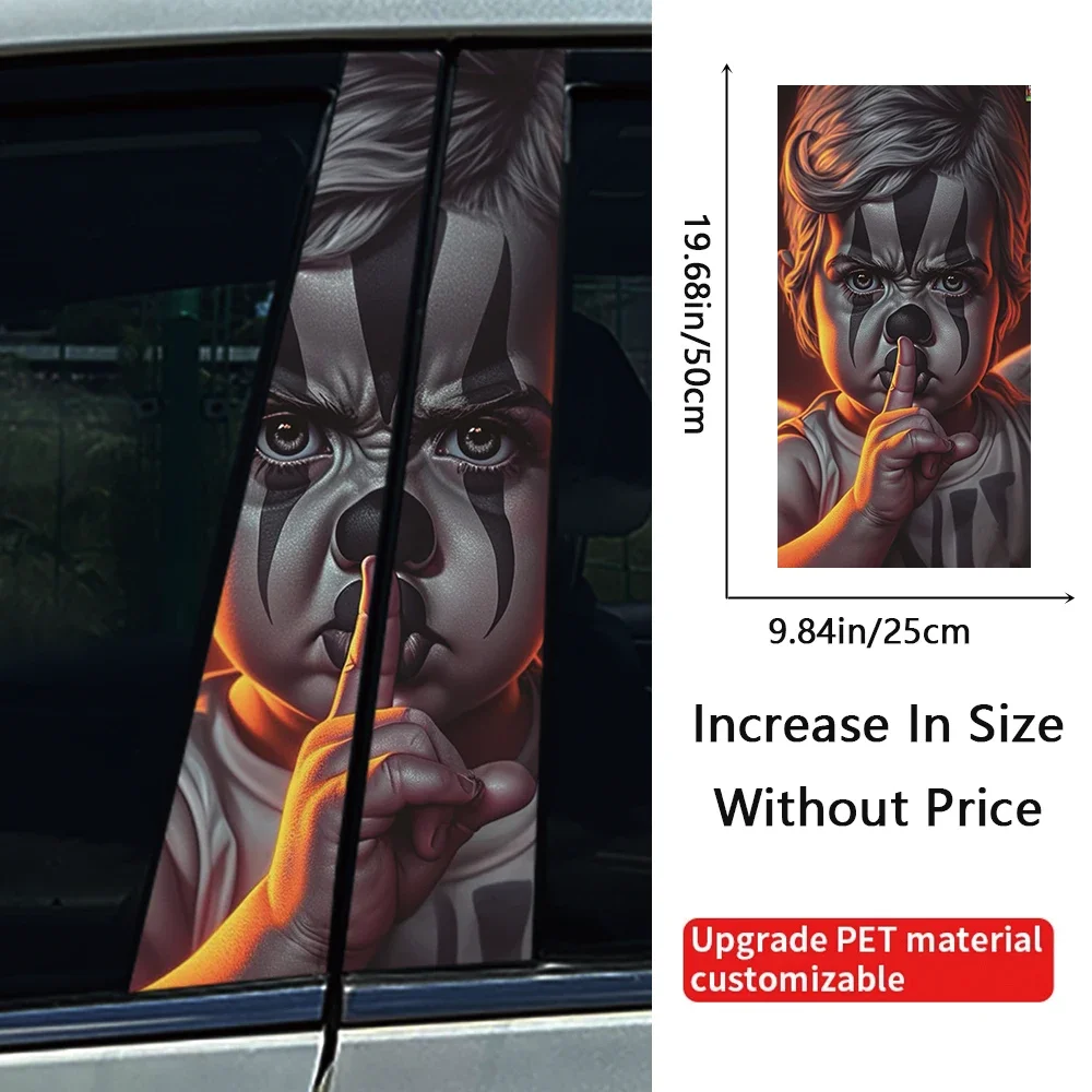1PC/2PCS Demon Devil Kid Baby Car B Pillar Waterproof Decal DIY ANIME AUTO Modification Styling Sticker