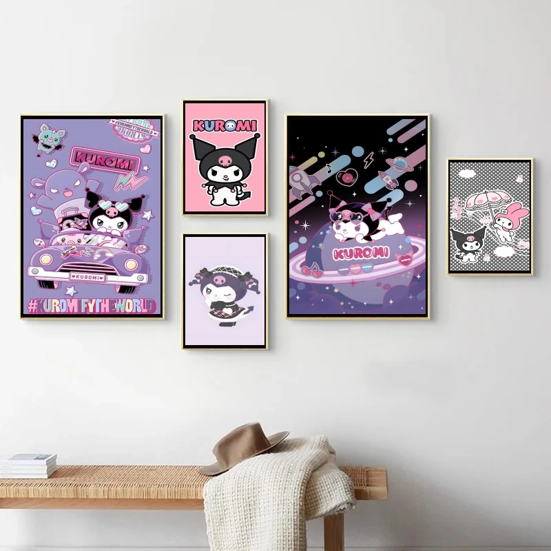 

Canvas Wall Art Modern Home Decor Kuromi Gifts Cartoon Character Picture Comics Pictures Decorative Children's Bedroom Decor