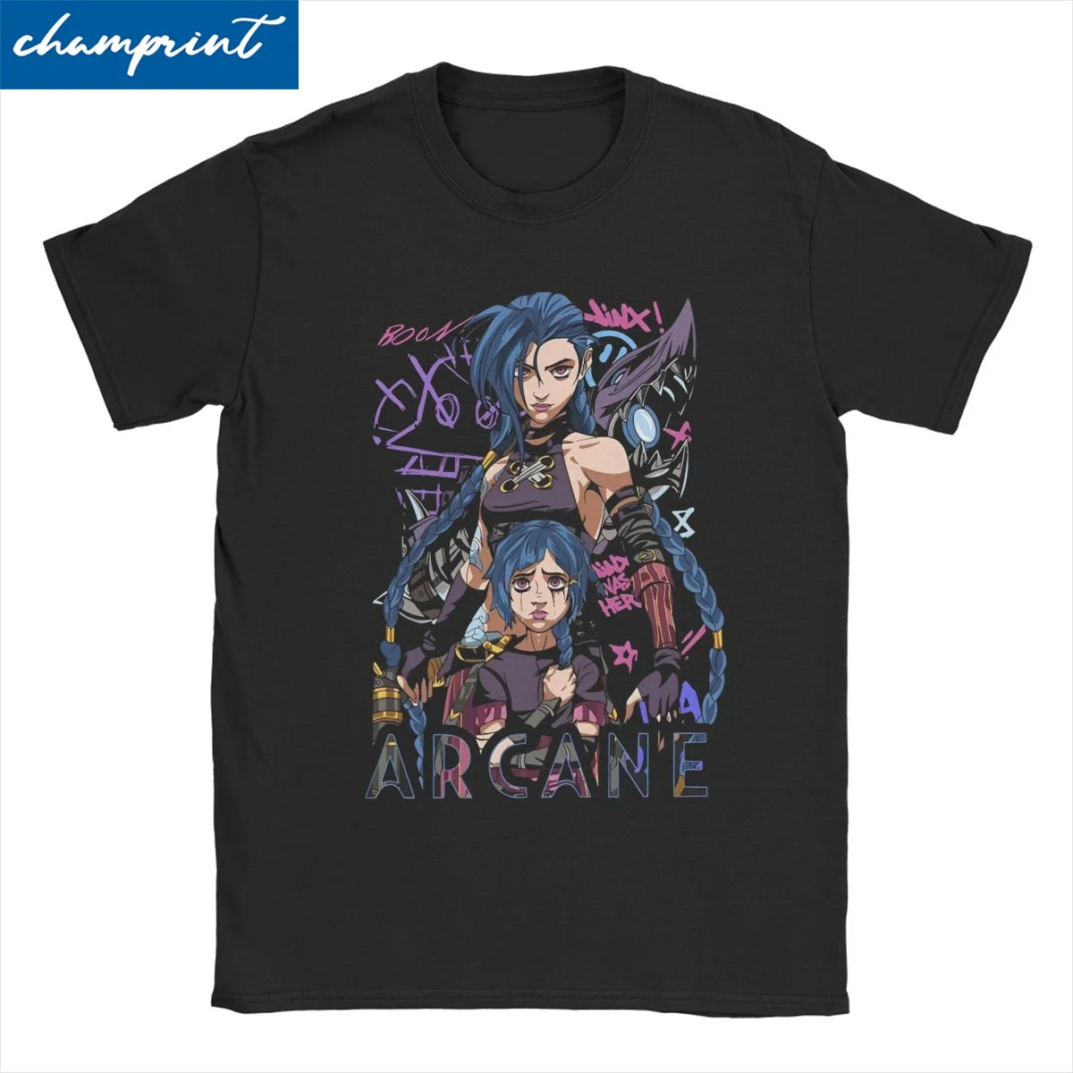 男性女性 Tシャツジンクスアルケイン綿 100% Tシャツ半袖リーグバトルゲーム伝説 Tシャツラウンドネック服 4XL 5XL