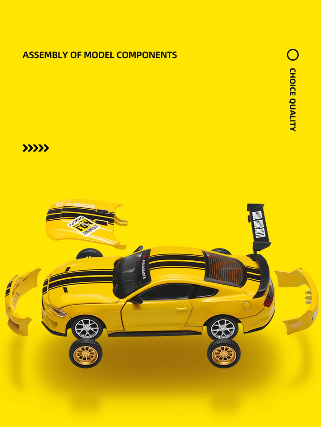 1: 42 simulação liga de zinco Ford Mustang GT2018 carro modificado, modelo estático, carro de presente colecionável de metal