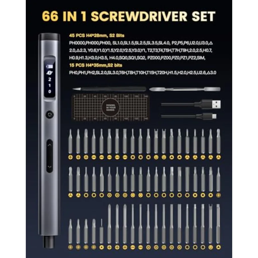 Rechargeable Cordless Electric Screwdriver Set with Precision Bits LED Lights Charging Cable and Compact Carrying Case Ideal fo