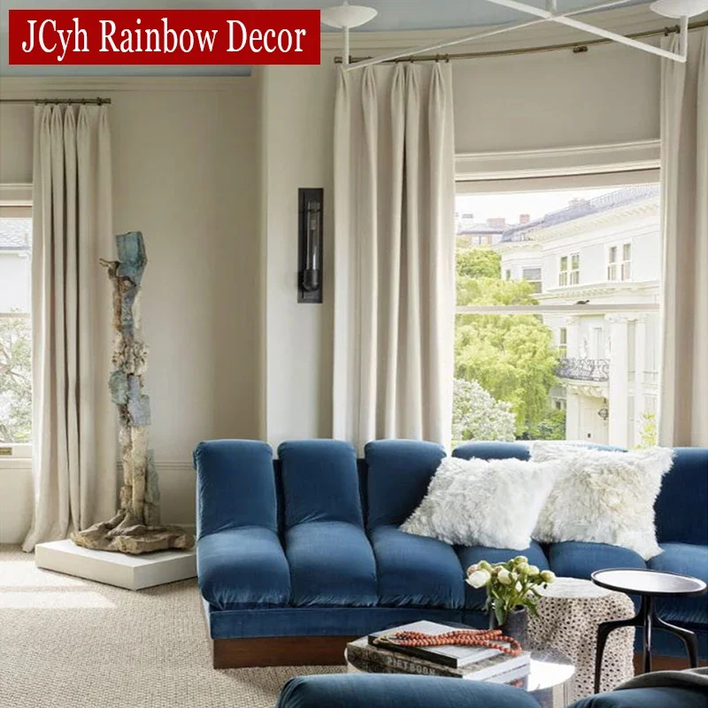 Beige Blackout Cutains for Living Room Bedroom Modern Long Hall Window Curtains Kitchen Cheap Door Ocultant Curtains 85% Shading