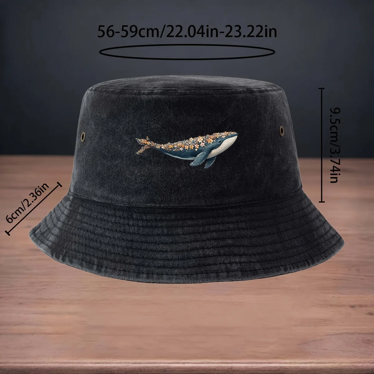 High-Quality Printed Long-Flower Whale Pattern Fisherman Hat for Fishing Lure Regular Fishing Hat Foldable Storage Easy to Carry