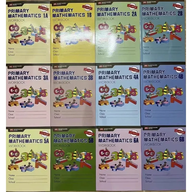 

12 Books/set Primary Mathmatics Books Elementary Education Books for Children Livros