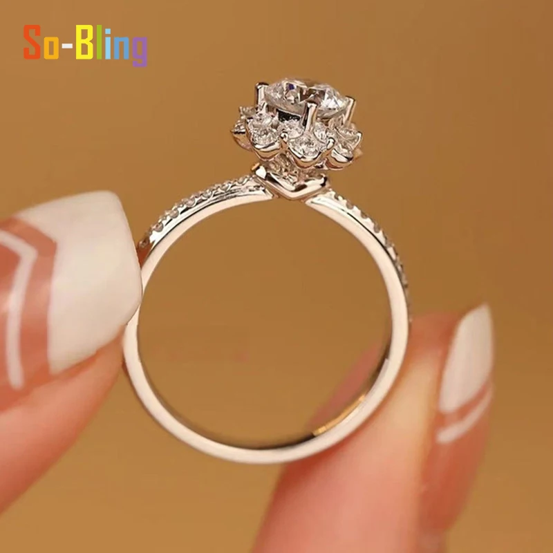 So-Bling 1 قيراط 6.5 مللي متر D VVS1 مويسانيتي الدائري مع شهادة Gra 925 فضة المشاركة خواتم الزفاف للنساء مجوهرات #5