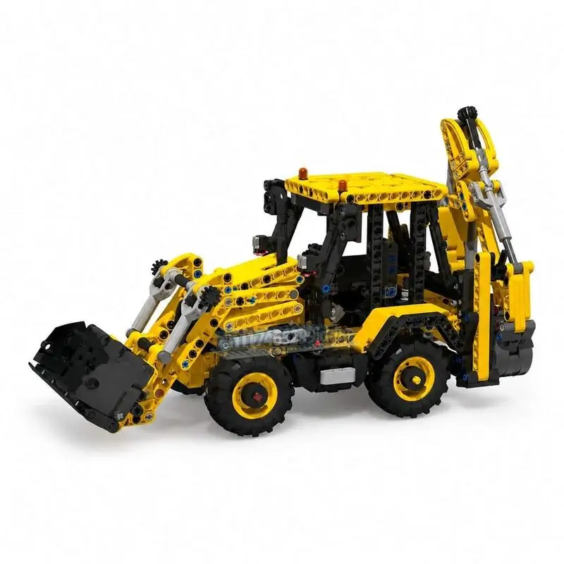 1120Parts MOC JCB 3CX Compact Backhoe Construction Vehicle Model Custom Puzzle Technical DIY Assembly Building Blocks Toy Gift