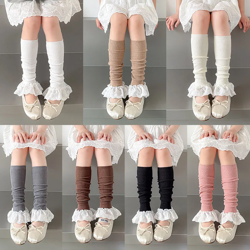 MILANCEL ربيع جديد الاطفال جوارب السيقان 3-12T الحلو الدانتيل تقليم الفتيات محبوك جورب الأكمام 7 ألوان الأطفال لوليتا مكدسة الجوارب