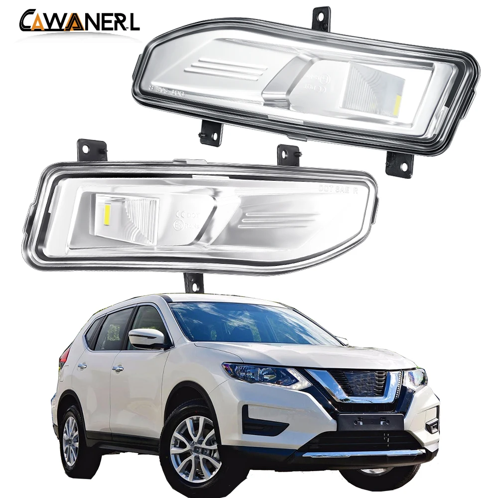 2 X Car Right + Left Fog Light Assembly For Nissan X-Trail Xtrail T32 2017 2018 2019 2020 LED Lens Fog Driving Light 30W 6000LM