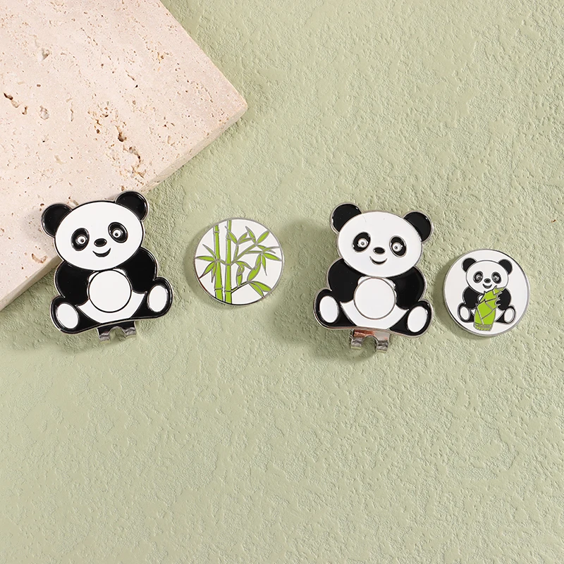 Panda Style Golf Ball Marker w Magnetic Golf Hat Clip Golf Cap Clips Alloy Professional Ball Mark Gift