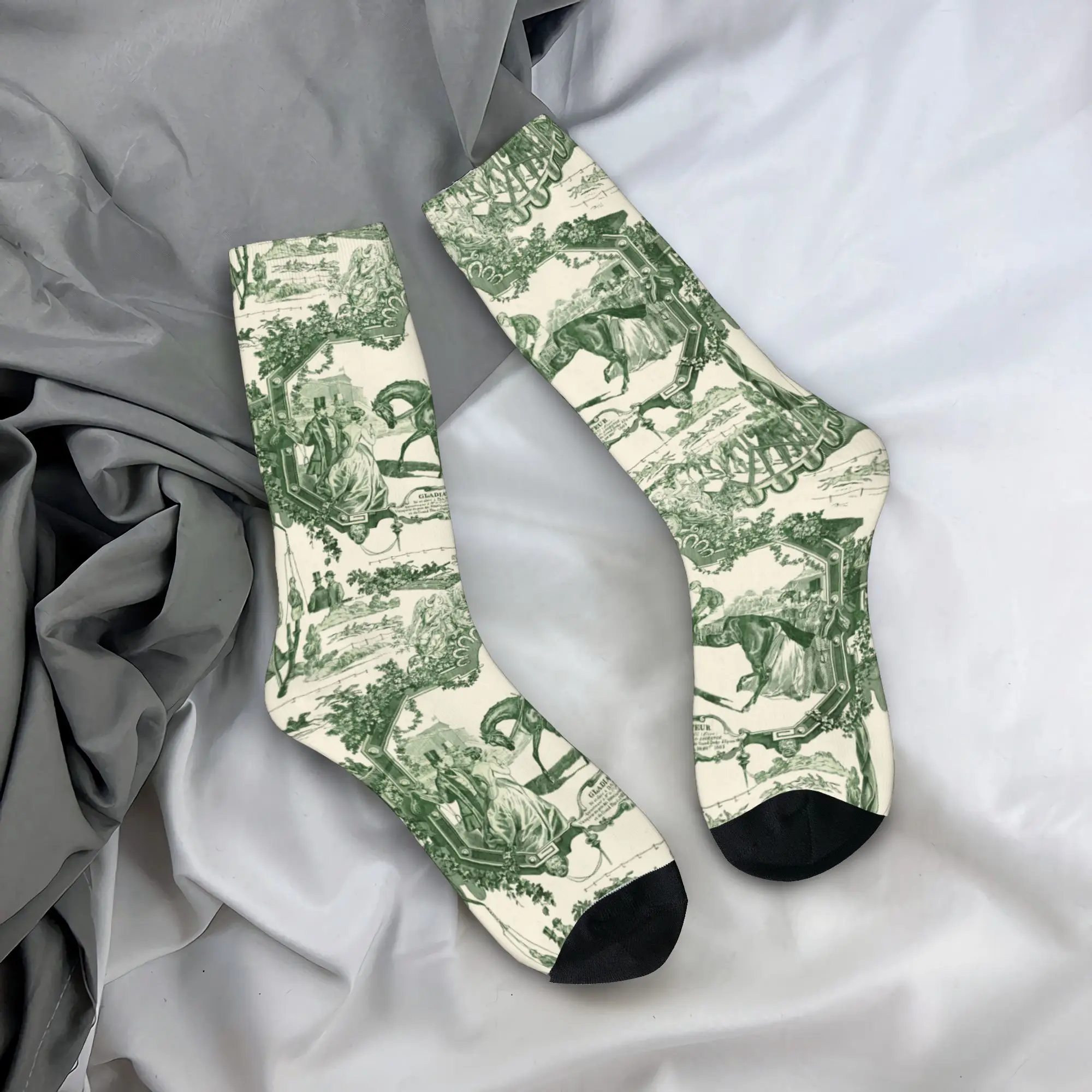 

Custom Antique Vintage French Toile De Jouy Men's Crew Socks Unisex Kawaii 3D Print Traditional France Art Dress Socks