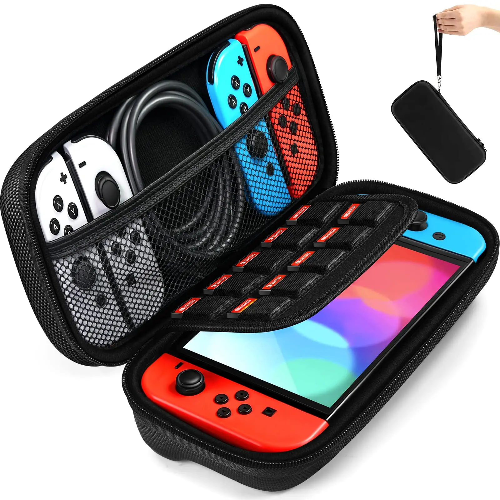 Carrying Case for Nintendo Switch and Switch OLED Model,Portable Hard Shell Pouch Carrying Game Bag for Switch Accessories Holds