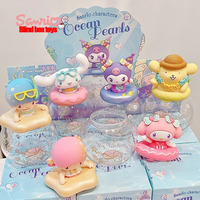 

Genuine Sanrio Hello Kitty Ocean Pearl Series Storage Can Blind Anime Box Trendy Toys Kulomi/cinnamon Children Toy Birthday Gift