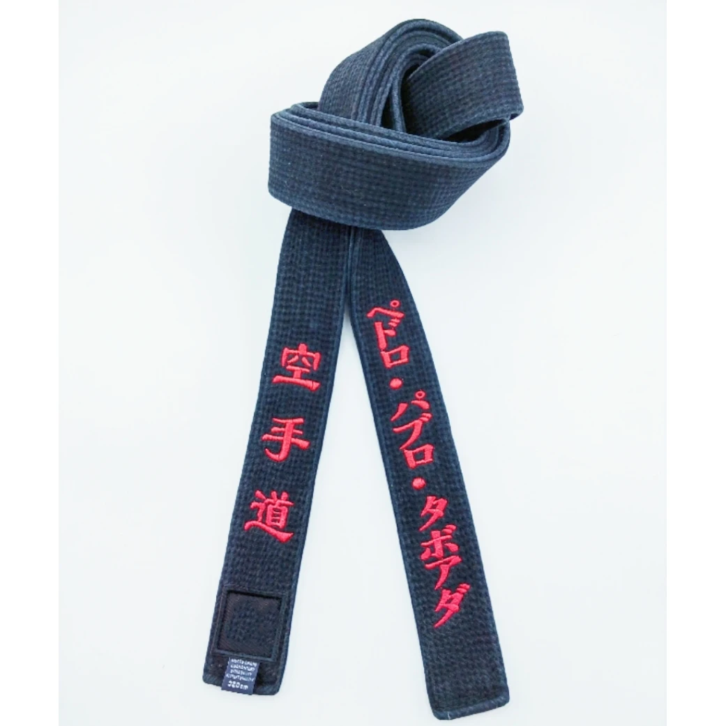 Customizable Name Karate Black Belt Width 5cm Washed Old WTF Kukkiwon Taekwondo Black Belts Embroidery Cotton Thickened Coach