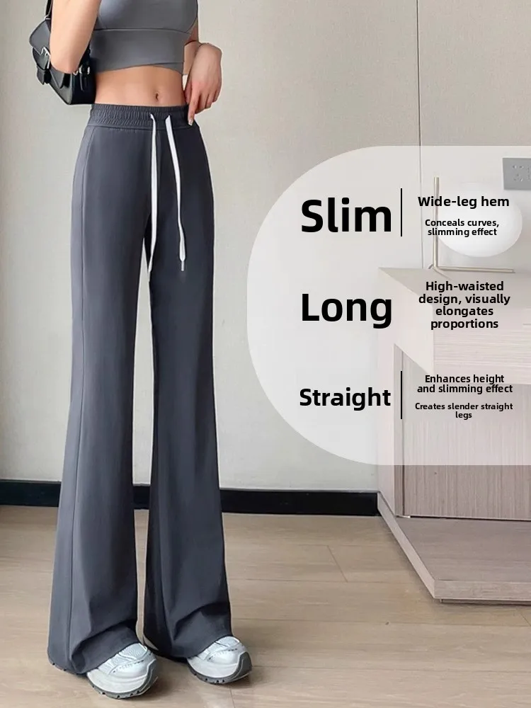 Damskie spodnie Ice Silk Bell Bot, cienkie, sportowe do jogi, szybkoschnące, mikro rozszerzane, chroniące przed słońcem, letnie, codzienne, z wysokim stanem, długie...